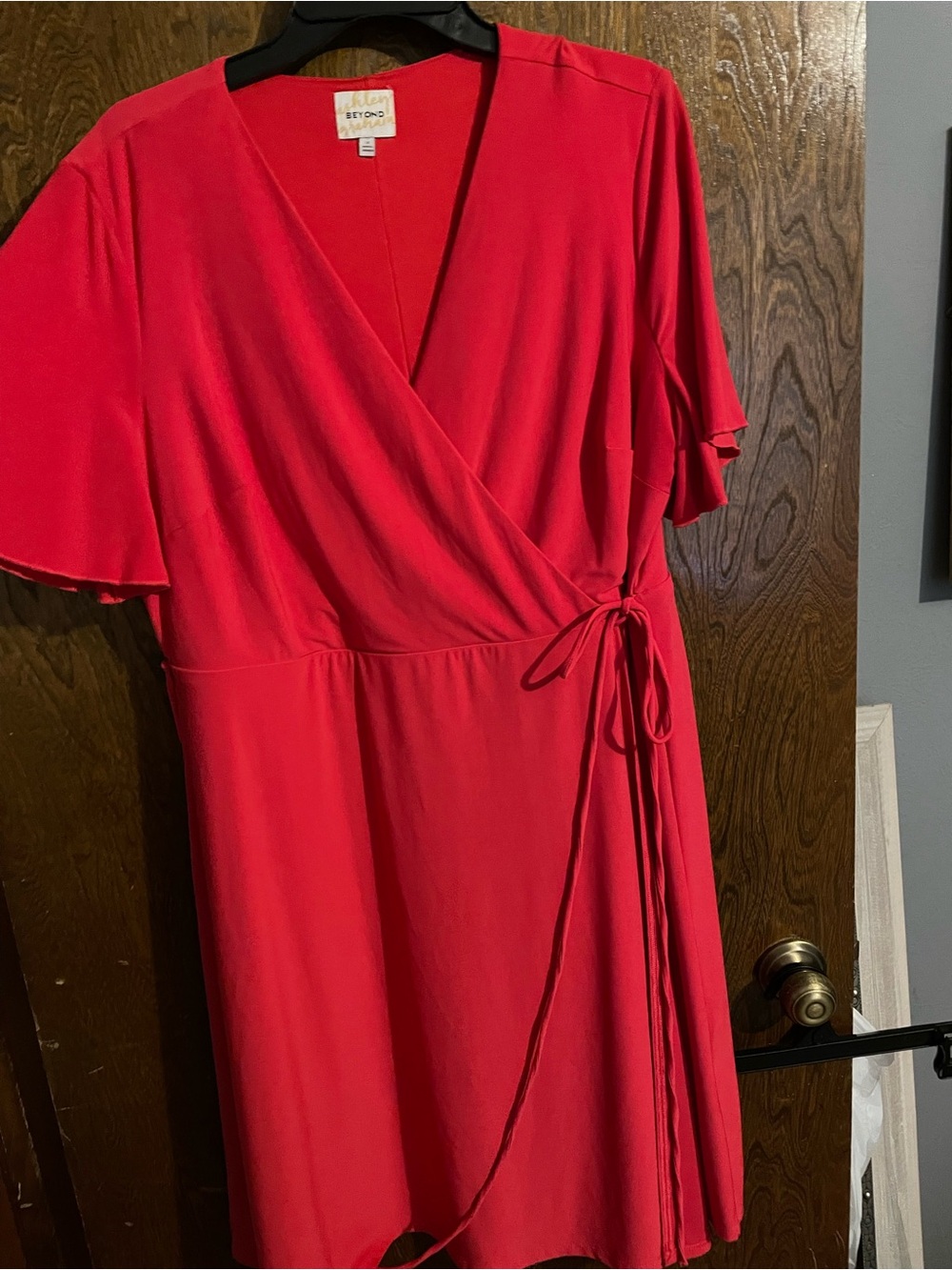 Ashley Graham Red Wrap Dress with Tie Waist
